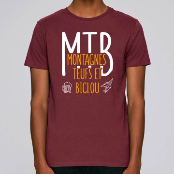 Tshirt Homme Bio "Montagnes Teufs et Biclou"