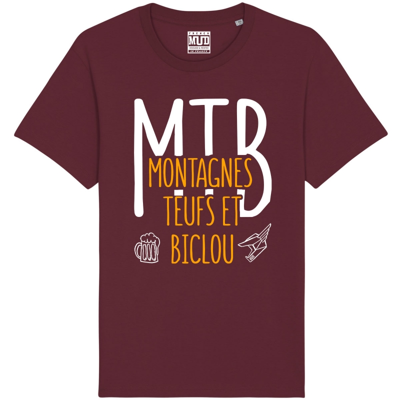 Tshirt Homme Bio "Montagnes Teufs et Biclou" Tshirt Homme Bio "Montagnes Teufs et Biclou"