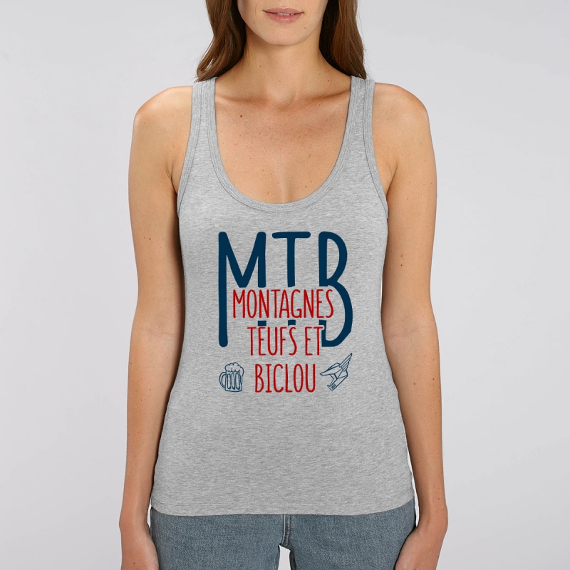 Debardeur Femme Bio "Montagnes Teufs et Biclou" Debardeur Femme Bio "Montagnes Teufs et Biclou"