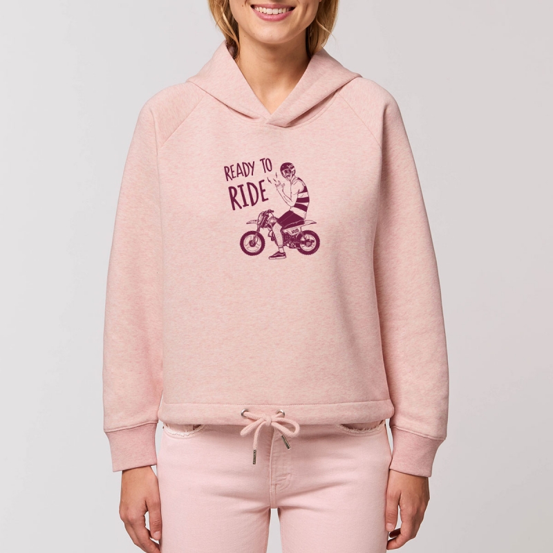 Sweat Capuche Femme Bio "Ready to Ride" Sweat Capuche Femme Bio "Ready to Ride"