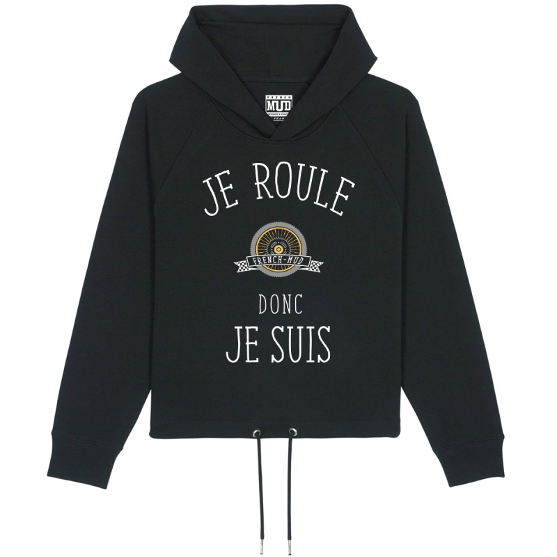 Sweat Capuche Femme Bio "Je roule donc je suis" Sweat Capuche Femme Bio "Je roule donc je suis"