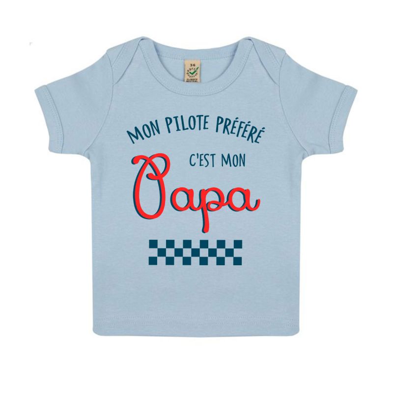 Tshirt Bebe Bio "Mon Pilote prefere c'est mon papa"