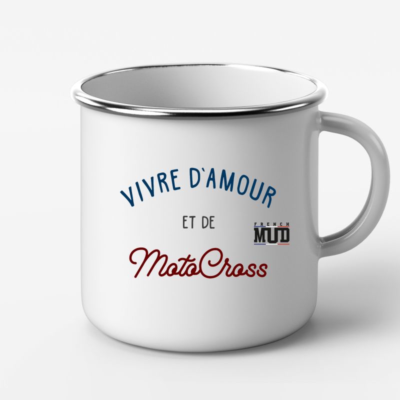 Mug Metal "Vivre d'Amour et de Motocross"