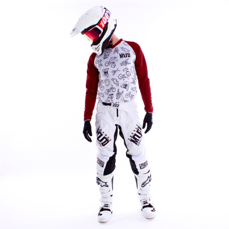 Pantalon Motocross French-MUD Blanc