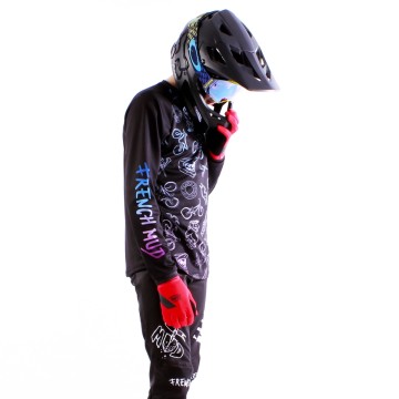 Maillot "Psychopathe du Ride" Noir dégradé BMX/DH