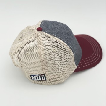 Casquette "French-MUD Crew" Bordeaux Beige et Gris chiné