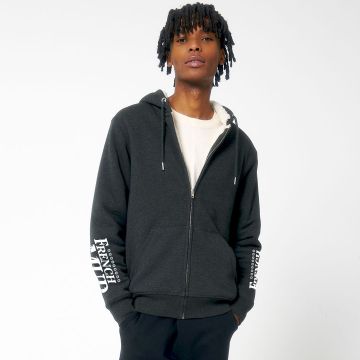 VESTE ZIPPEE SHERPA CAPUCHE "FRENCH MUD SPEED" Gris foncé chiné
