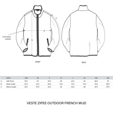 VESTE SHERPA ZIP CENTRAL "FRENCH MUD OFFICIELLE"