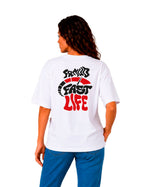 T-Shirt "Fast Live" Blanc Unisexe