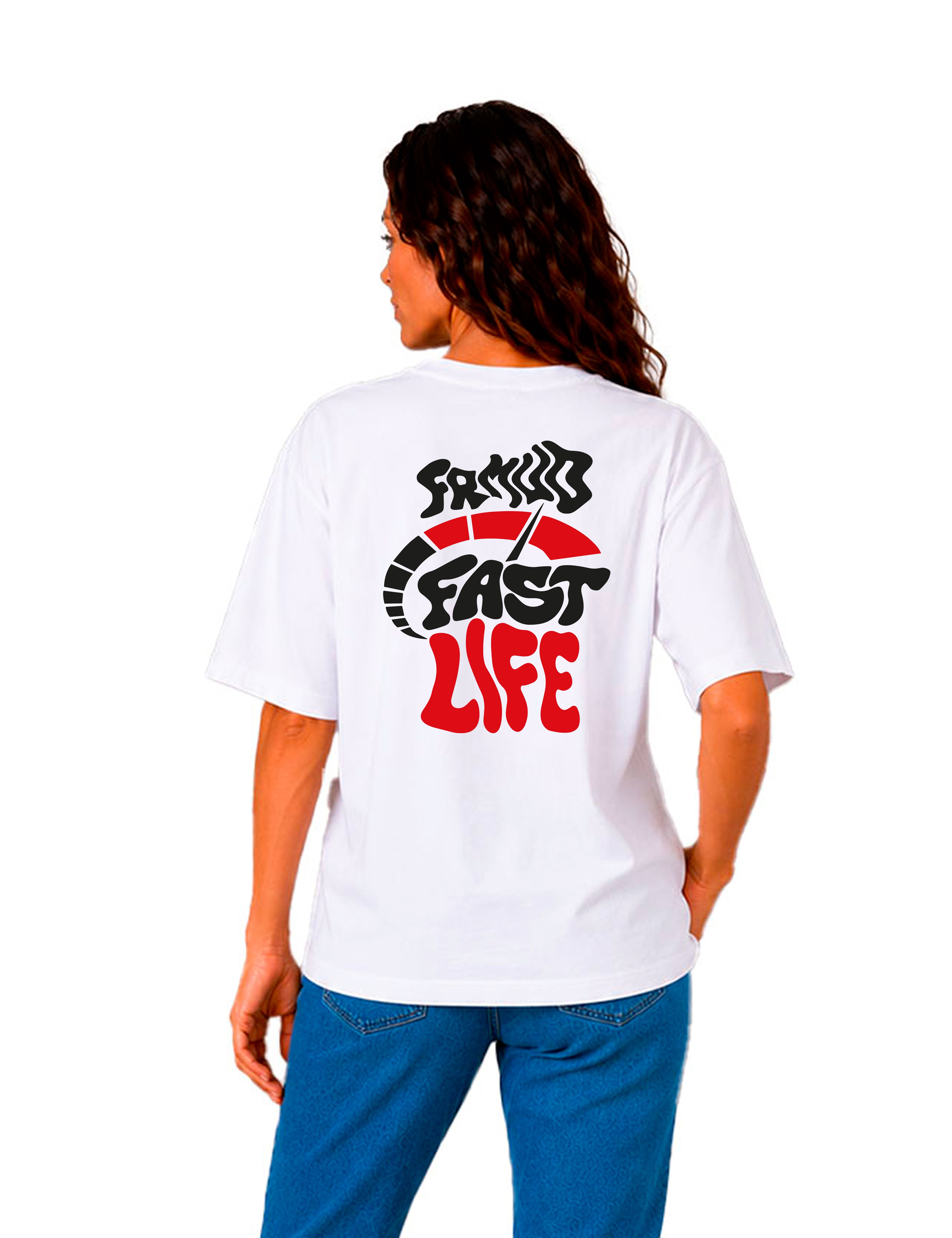 T-Shirt "Fast Live" Blanc Unisexe