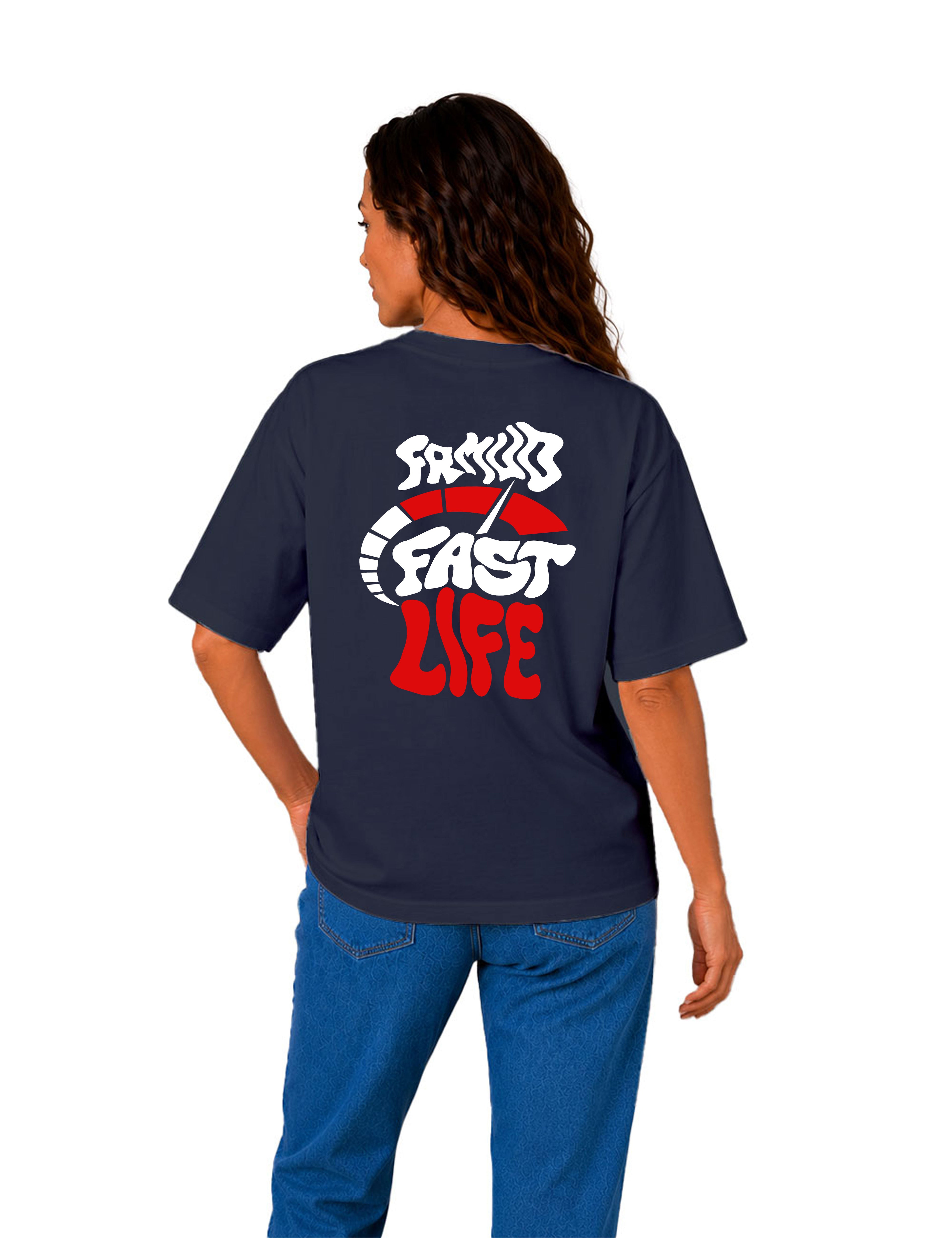 T-Shirt "Fast Live" Navy Unisexe