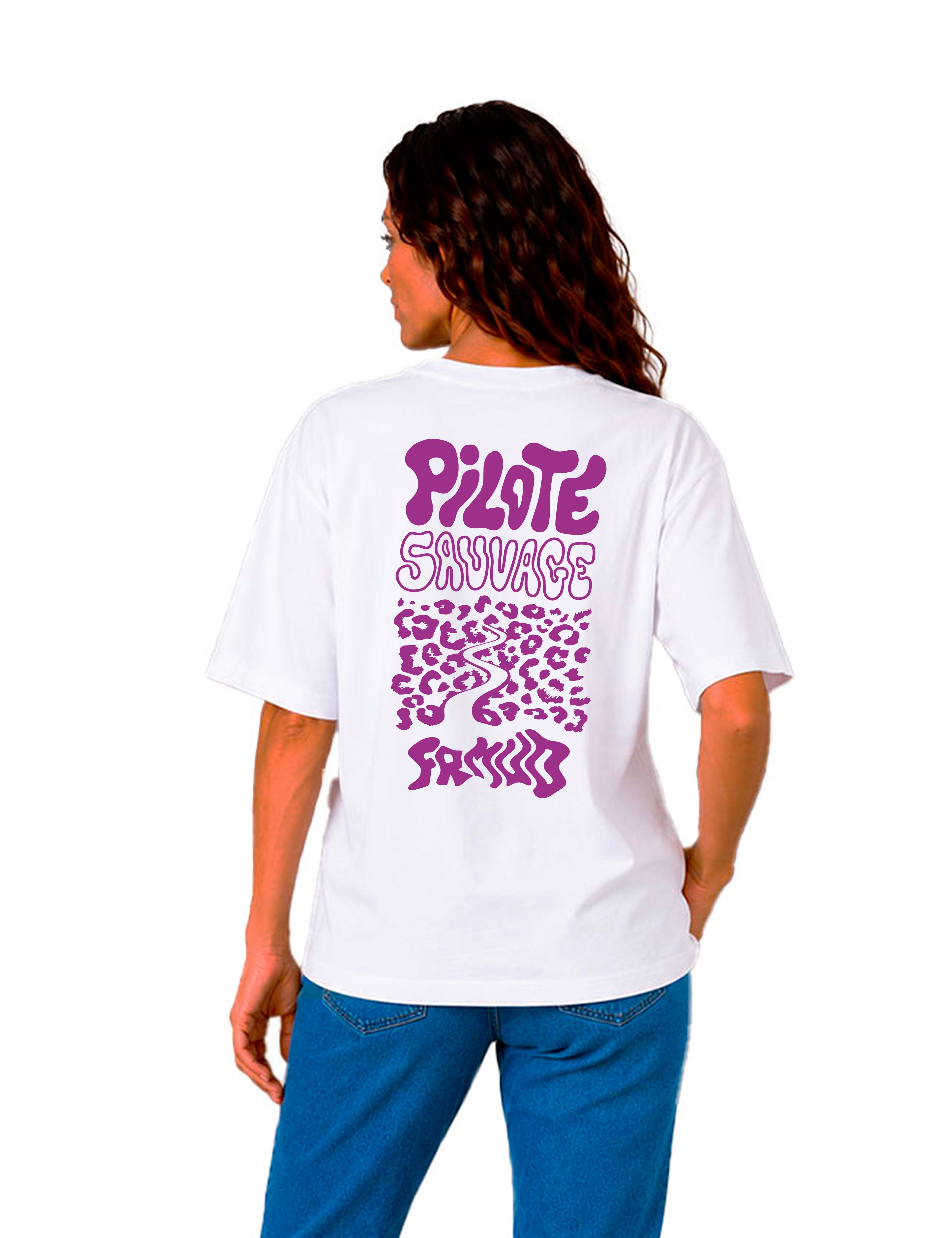 T-Shirt "Pilote sauvage" Blanc Unisexe