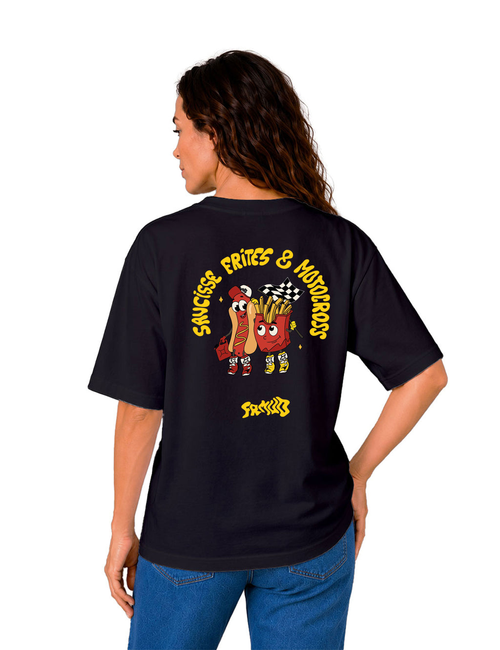 T-Shirt "Saucisse frites & motocross" Unisexe Foncé