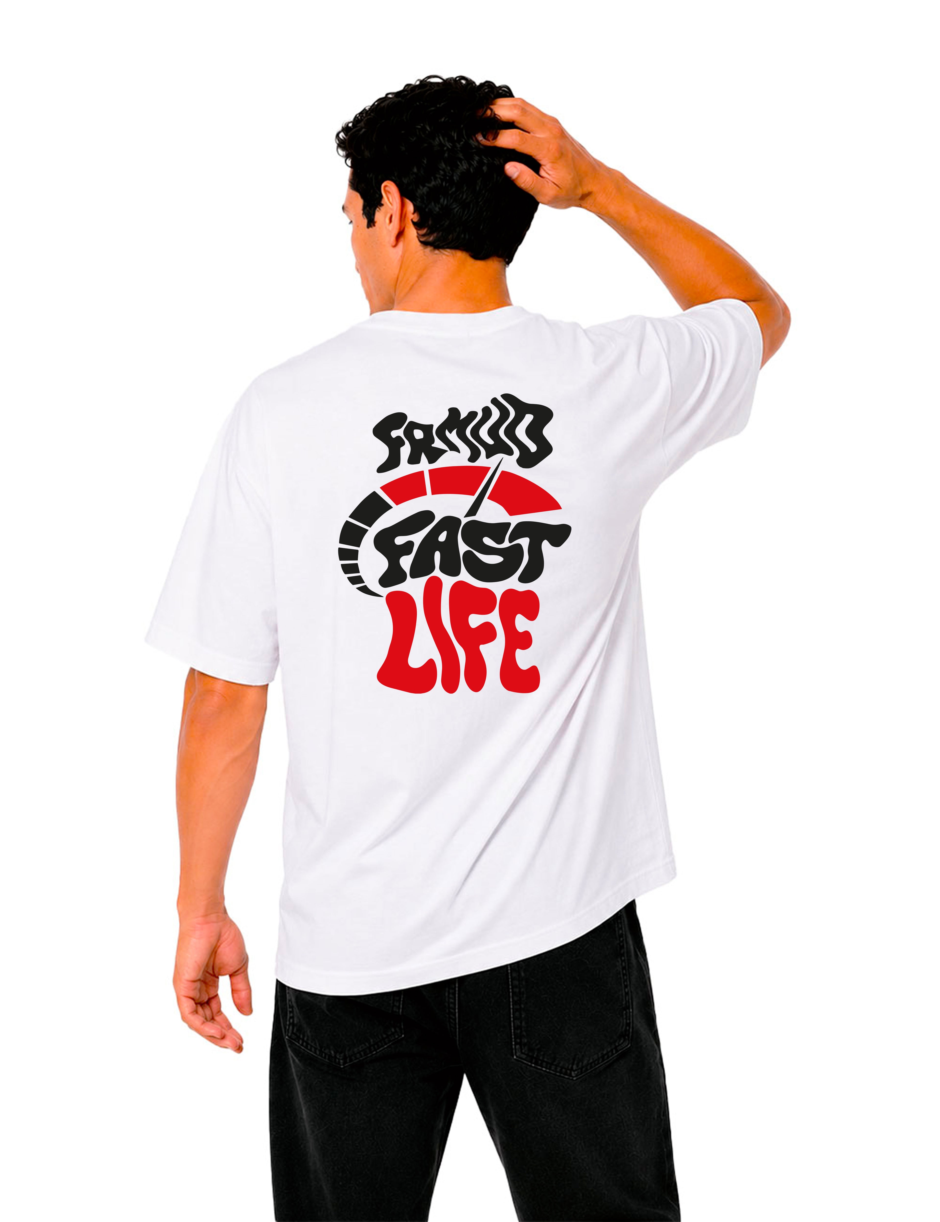 T-Shirt "Fast Live" Blanc Unisexe