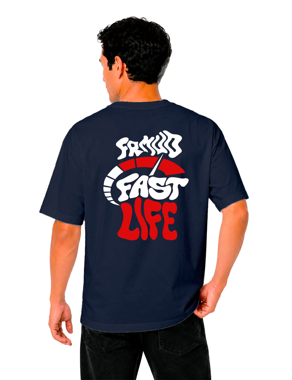 T-Shirt "Fast Live" Navy Unisexe