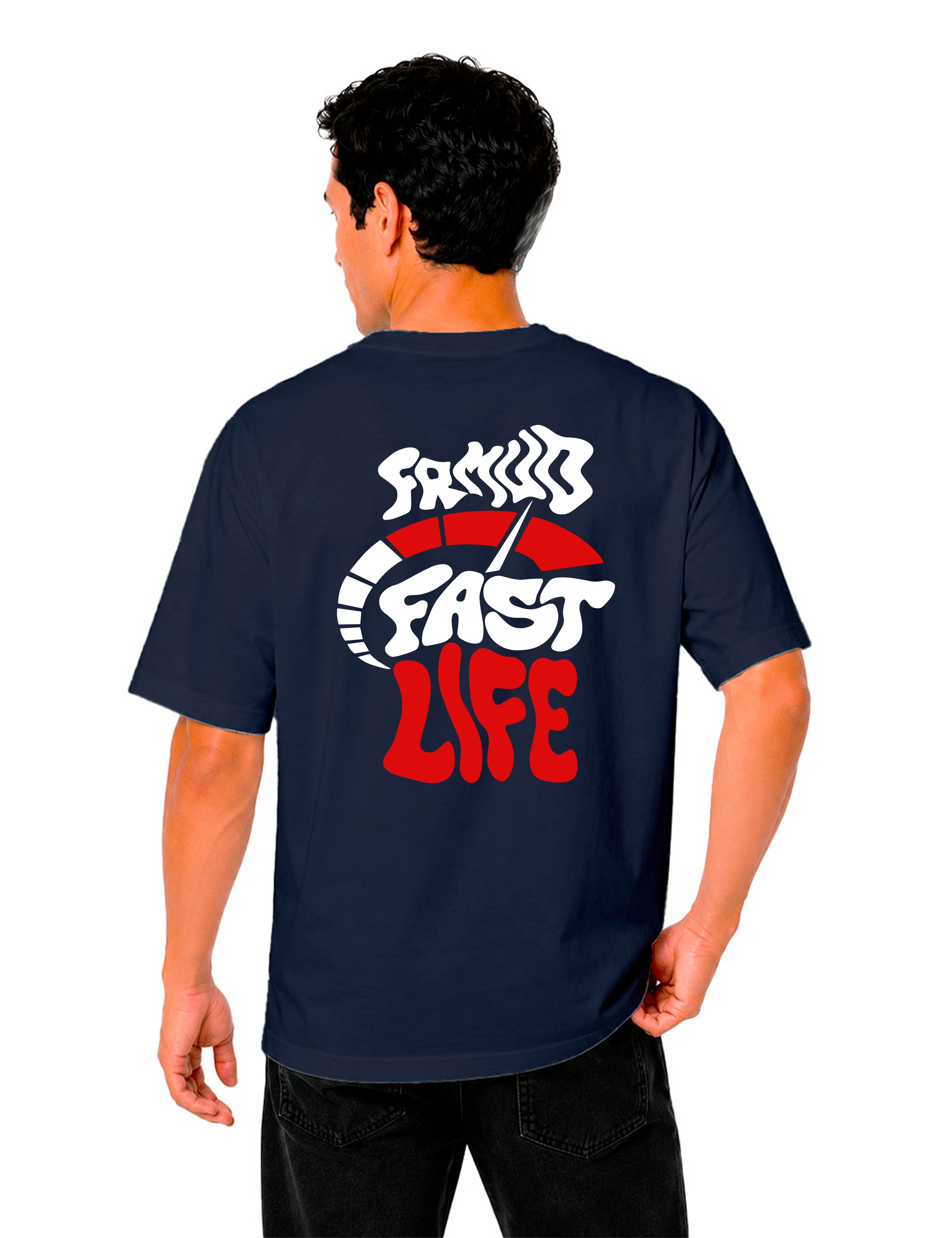 T-Shirt "Fast Live" Navy Unisexe