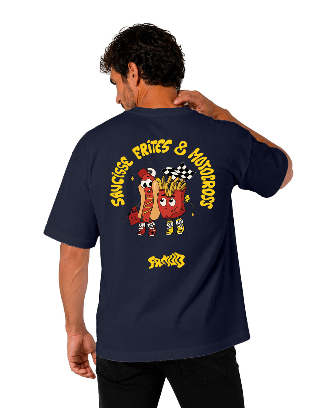 T-Shirt "Saucisse frites & motocross" Unisexe Foncé