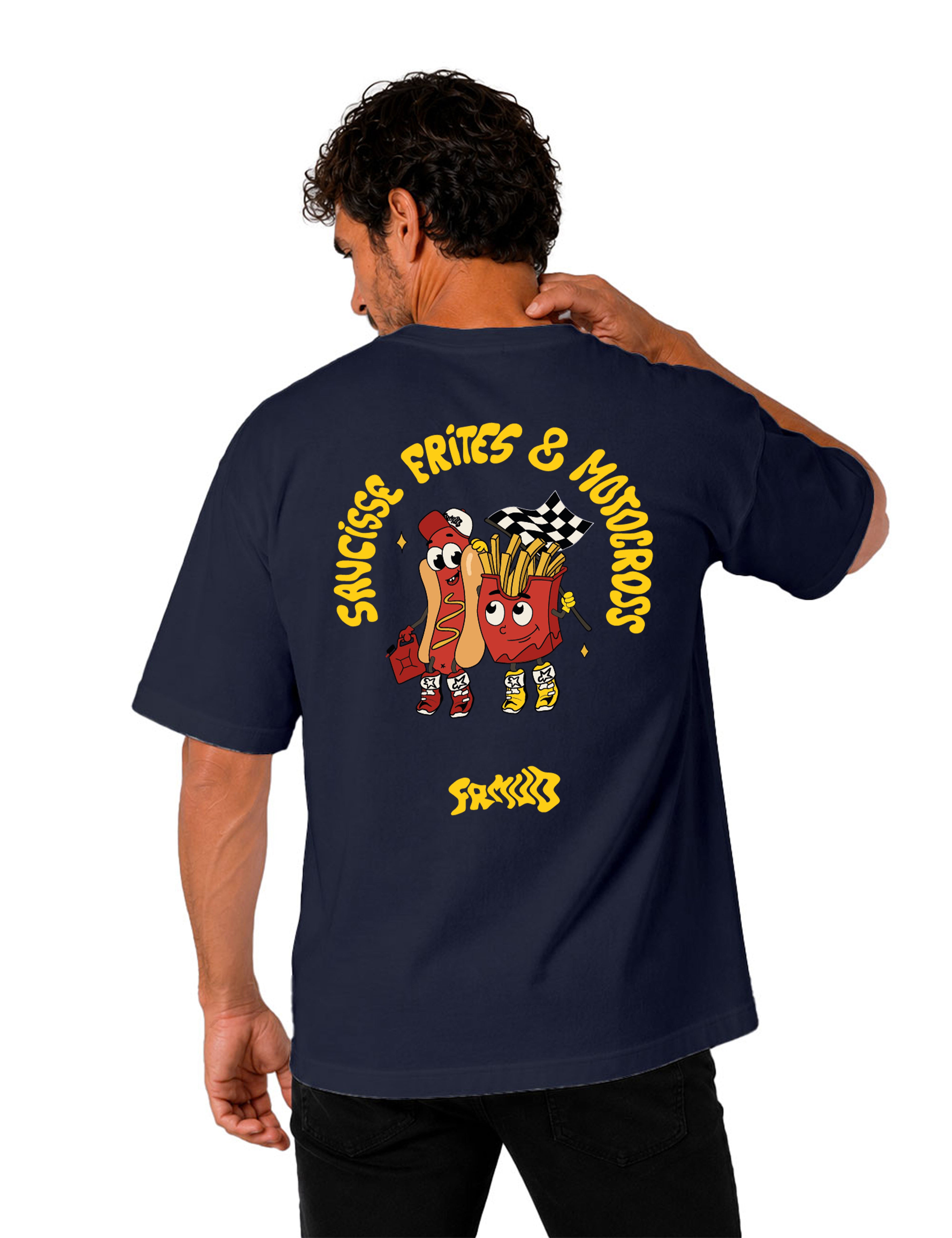 T-Shirt "Saucisse frites & motocross" Unisexe Foncé