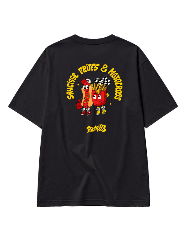 T-Shirt "Saucisse frites & motocross" Unisexe Foncé