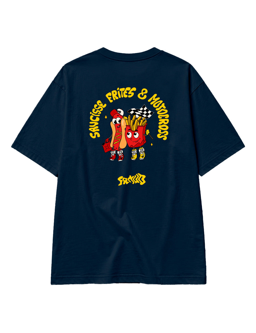 T-Shirt "Saucisse frites & motocross" Unisexe Foncé