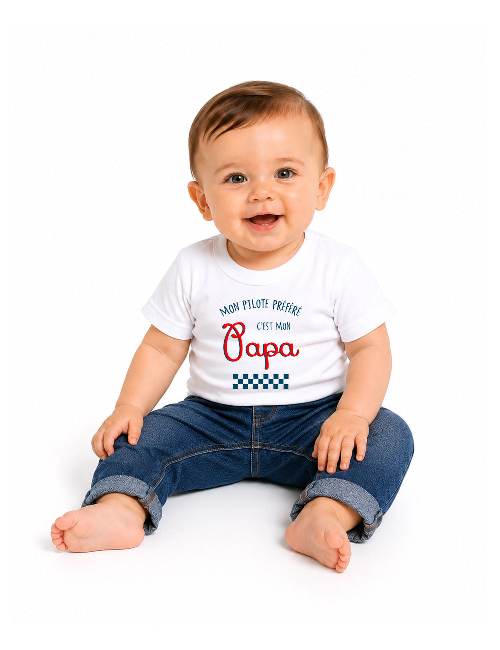 T-shirt bébé "Mon pilote préféré c'est mon papa"