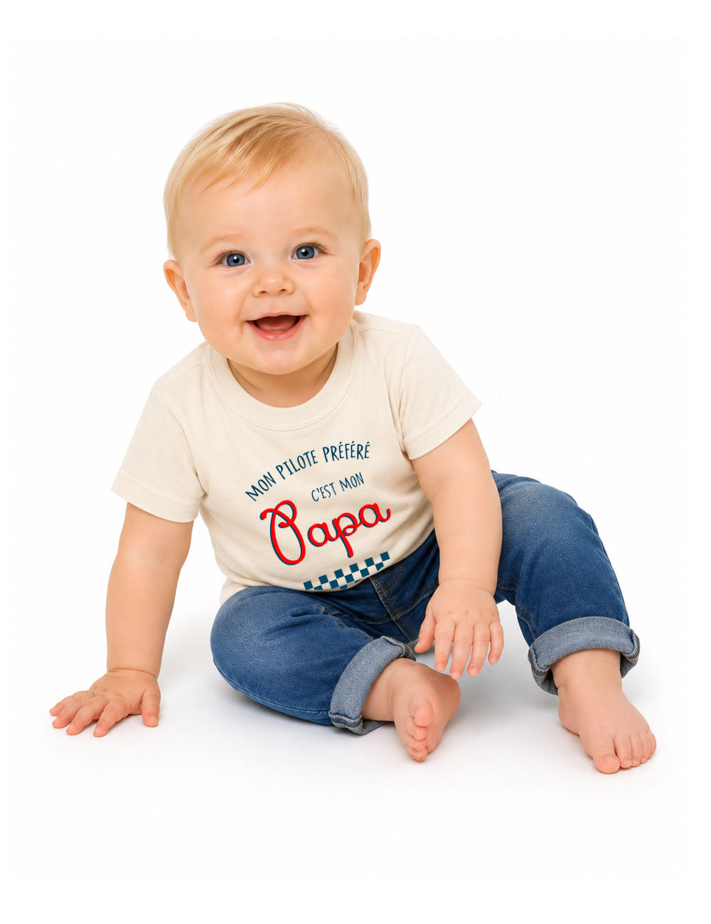 T-shirt bébé "Mon pilote préféré c'est mon papa"