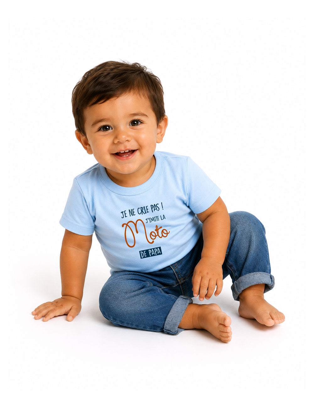 T-shirt bébé "Je ne crie pas j'imite la moto de papa"