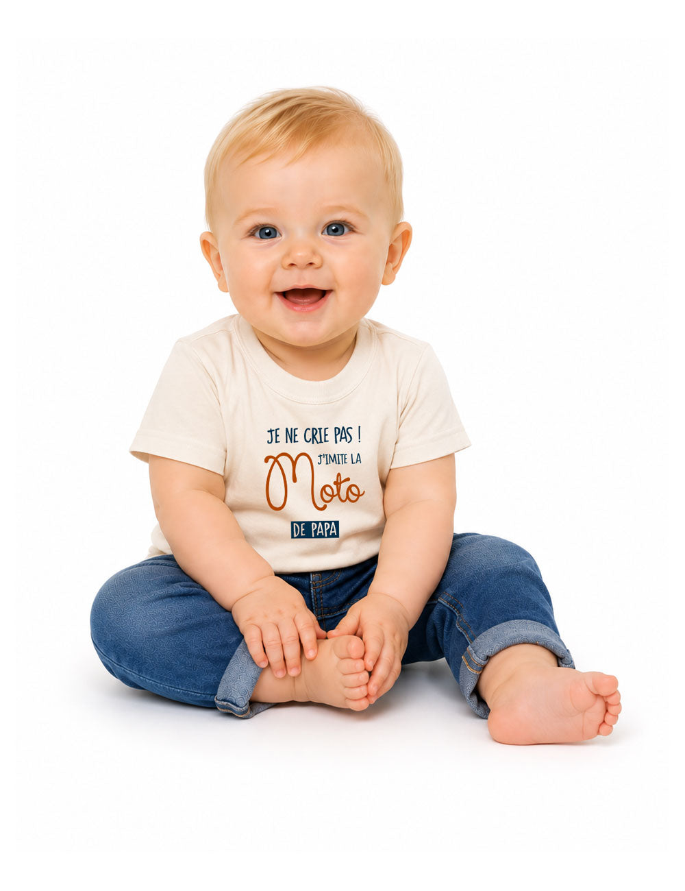 T-shirt bébé "Je ne crie pas j'imite la moto de papa"