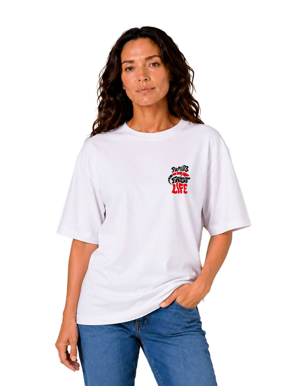 T-Shirt "Fast Live" Blanc Unisexe