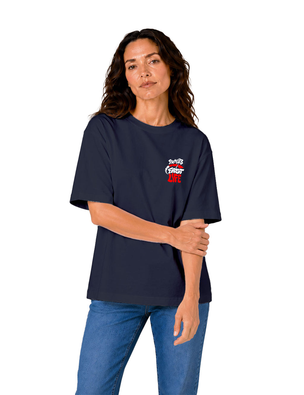 T-Shirt "Fast Live" Navy Unisexe