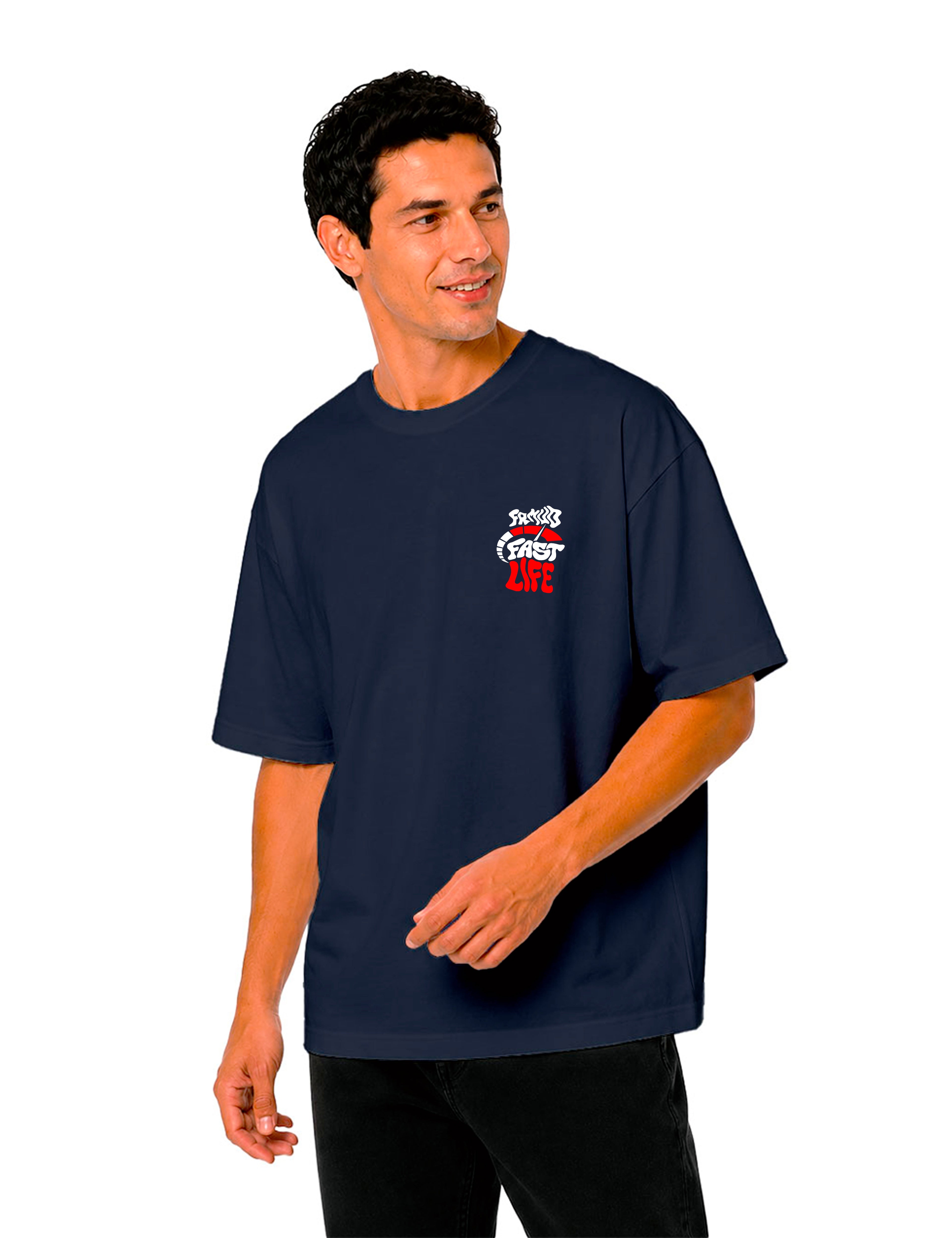 T-Shirt "Fast Live" Navy Unisexe
