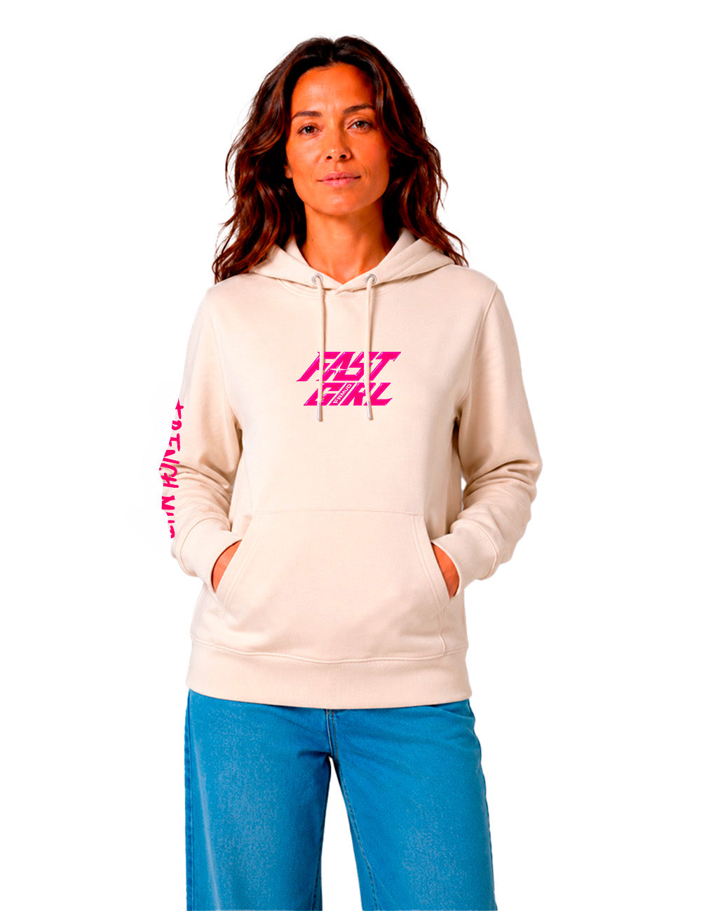Hoodie "Fast Girl" Unisexe Noir & Natural