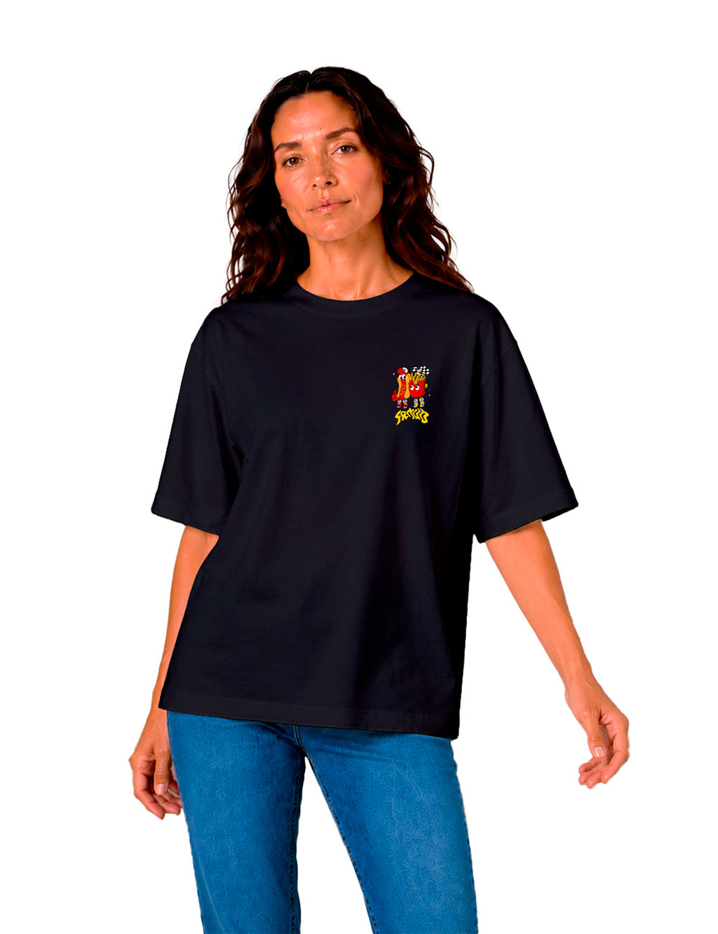 T-Shirt "Saucisse frites & motocross" Unisexe Foncé