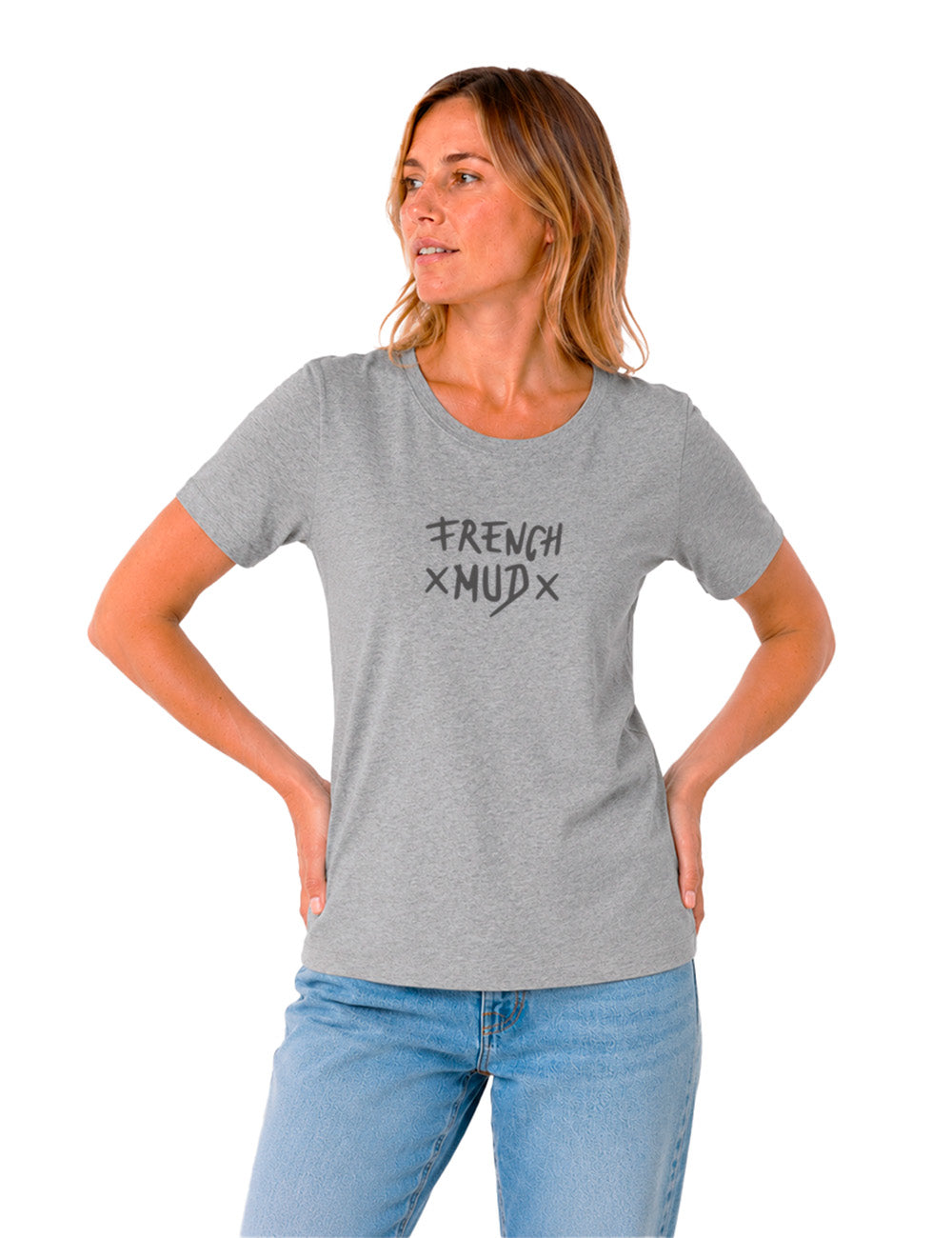 T-Shirt "X French-MUD X Gris chiné" Femme