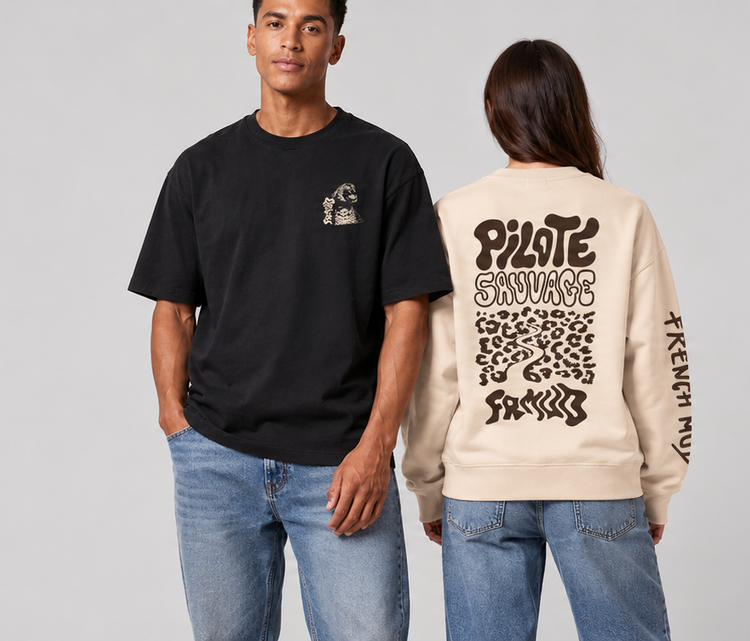Pilote Sauvage - t-shirt et sweat col rond French Mud